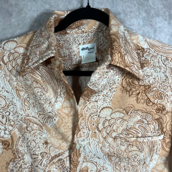 Tori Richard Shirt Mens Medium Brown Bandana Print Short Sleeve Button Up Casual - Picture 2 of 9